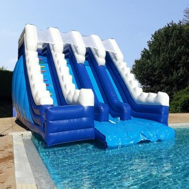 Toboggan Gonflable Aquatique 3 pistes pour piscine