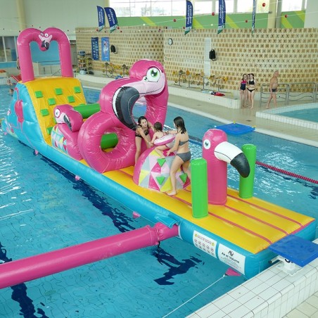 Structure Gonflable Aquatique pour piscine : Parcours Flamant Rose