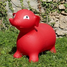 Éléphant Gonflable Rouge - Animal Sauteur Rebondissant