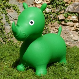 Rhinocéros Gonflable Vert - Animal Sauteur Rebondissant
