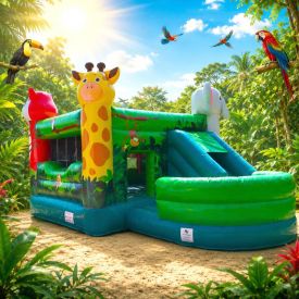 Château Gonflable Jungle - Structure Professionnelle - Jeu Coloré