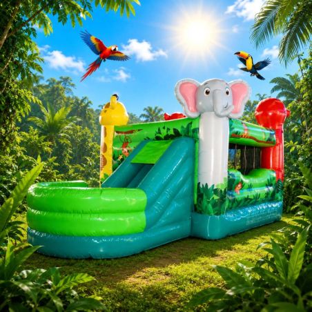 Château Gonflable Jungle - Structure Professionnelle - Jeu Coloré