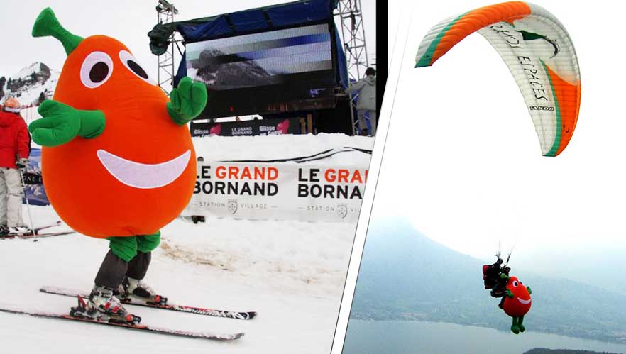 Le costume gonflable sur skis et en parapente