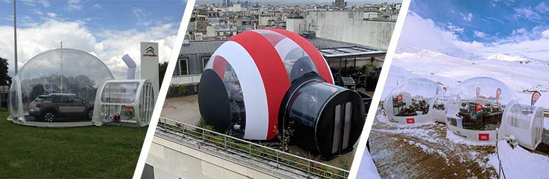 Bulles gonflables transparentes avec sas
