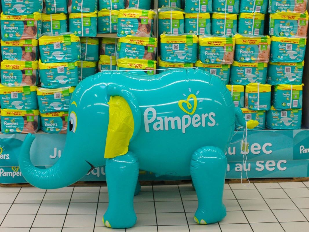PLV Gonflable Pampers - Mascotte Elephant
